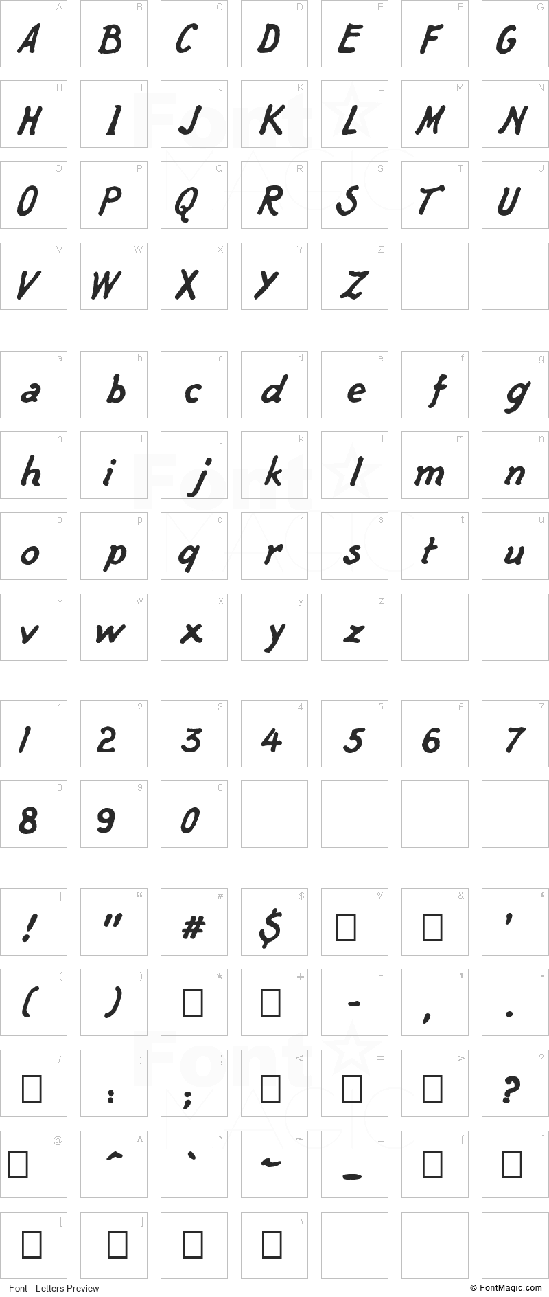 Captain’s Talk Font - All Latters Preview Chart